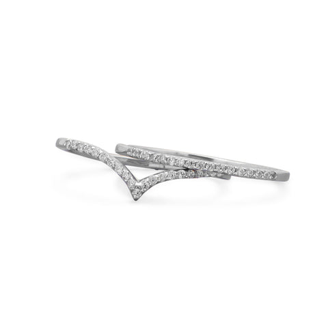 Rhodium Plated Thin CZ Ring