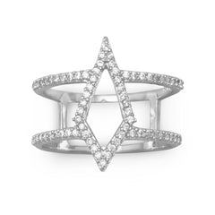 Rhodium Plated Kite Design CZ Ring