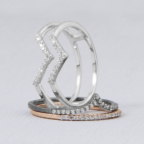 18 Karat Rose Gold Plated Thin CZ Ring