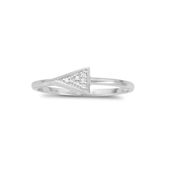 Rhodium Plated Small Triangle Ring with Diamonds