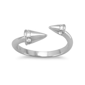Rhodium Plated CZ Spike Wrap Ring