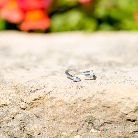 Rhodium Plated CZ Spike Wrap Ring