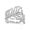 Rhodium Plated Signity CZ Feather Ring