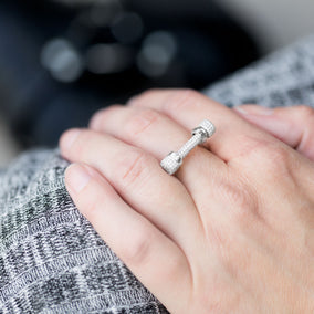 Rhodium Plated Signity CZ Barbell Ring