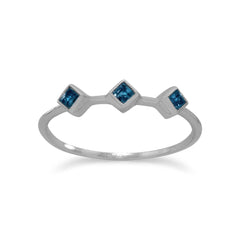 Rhodium Plated London Blue Topaz Ring