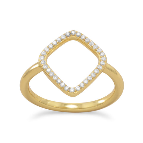 18 Karat Gold Plated Signity CZ Kite Design Ring