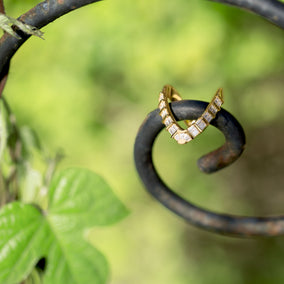 18 Karat Gold Plated CZ "V" Ring