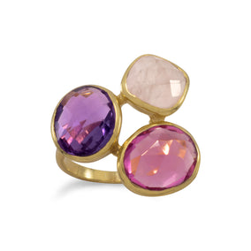 14 Karat Gold Plated Multistone Ring