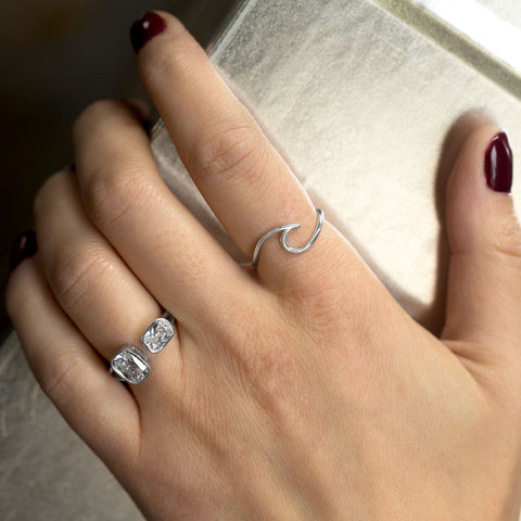 Rhodium Plated Wave Ring