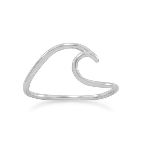 Rhodium Plated Wave Ring