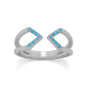 Rhodium Plated Nano Turquoise Split Ring
