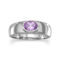 Amethyst Ring with a Polished Band