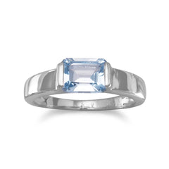 Emerald Cut Blue Topaz Ring