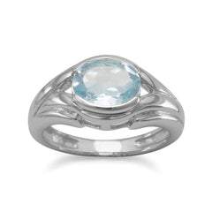 Oxidized Oval Blue Topaz Ring