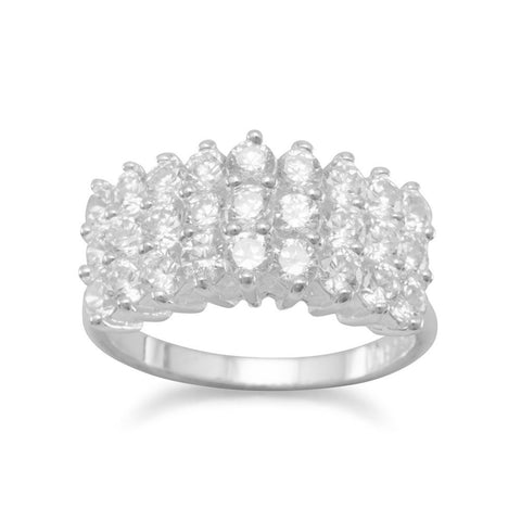 Three Row Raised CZ Ring