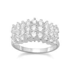 Three Row Raised CZ Ring