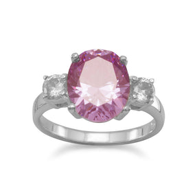 Lavender Oval CZ with Clear CZ Accents