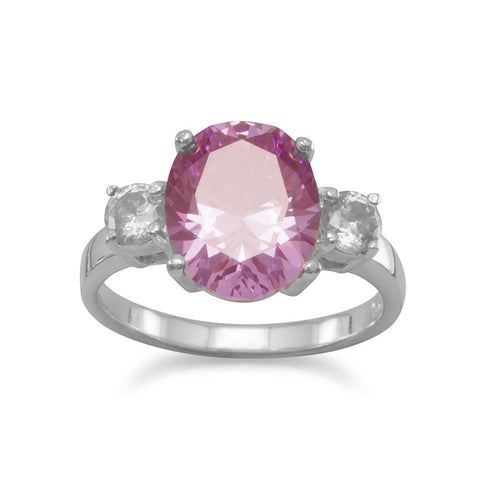 Lavender Oval CZ with Clear CZ Accents