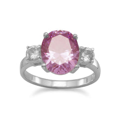 Lavender Oval CZ with Clear CZ Accents