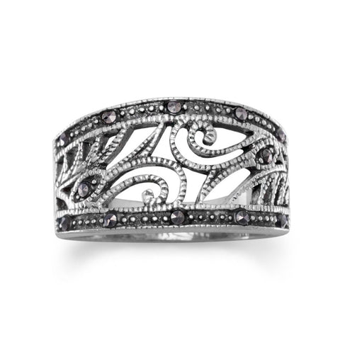 Swirl Design Marcasite Ring