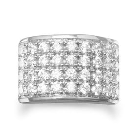 Rhodium Plated Four Row Ring with 36 CZs