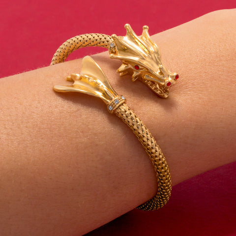 14 Karat Gold Plated Dragon Wrap Bangle