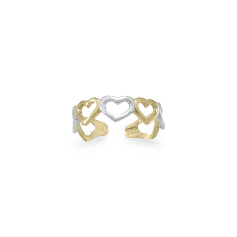 Sterling Silver and 14 Karat Gold Plated Heart Toe Ring