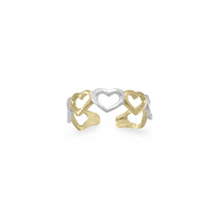 Sterling Silver and 14 Karat Gold Plated Heart Toe Ring