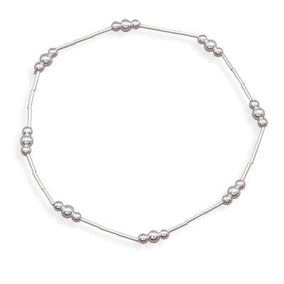 9" Liquid Silver Anklet with Polished Beads