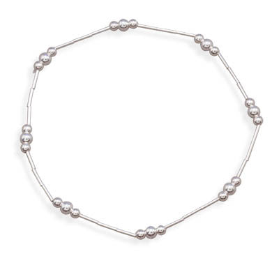 9" Liquid Silver Anklet with Polished Beads