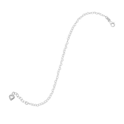 9" + 1" Heart Link Anklet