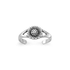 Oxidized Sunflower Toe Ring