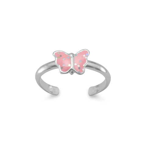 Pink Butterfly Toe Ring