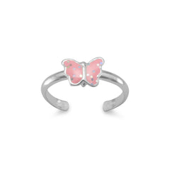 Pink Butterfly Toe Ring