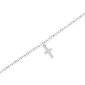 9" + 1" Rhodium Plated Cross Anklet