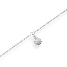 11" + 1" Rhodium Plated Shell Anklet
