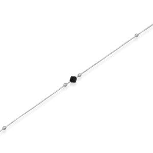 9" + 1" Rhodium Plated Anklet with Crystal