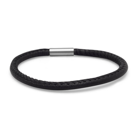 Single Wrap Black Coal Leather Bracelet