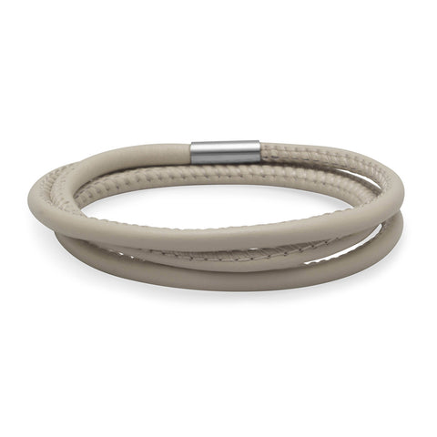 Triple Wrap Eggshell Leather Bracelet