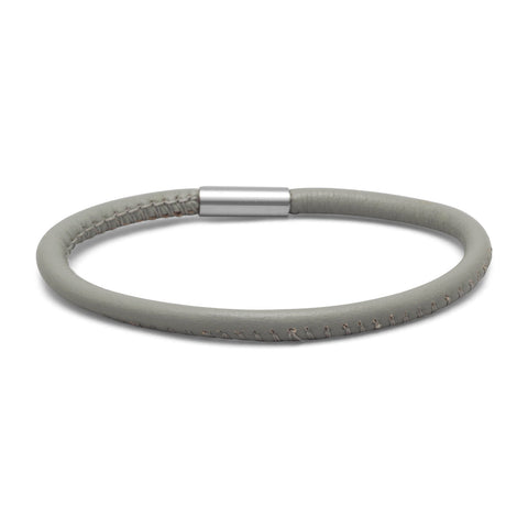 Single Wrap Stormy Grey Leather Bracelet