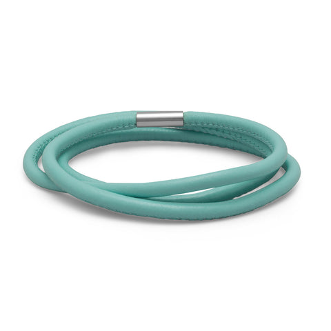 Triple Wrap Ocean Blue Leather Bracelet