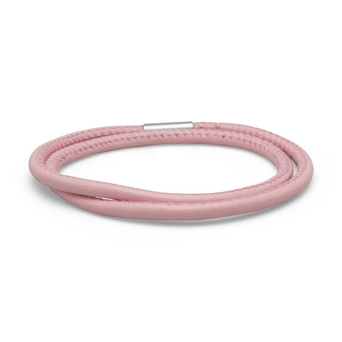 Double Wrap Blushing Pink Leather Bracelet