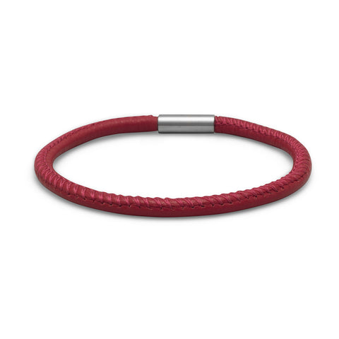 Single Wrap Candy Apple Red Leather Bracelet