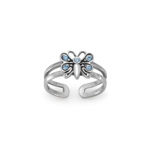 Butterfly Crystals Toe Ring