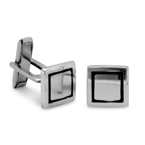 Square Enamel Rim Cuff Links