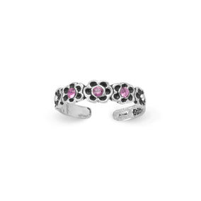Pink Crystal Flower Toe Ring