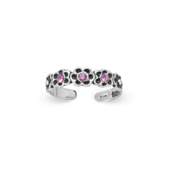 Pink Crystal Flower Toe Ring