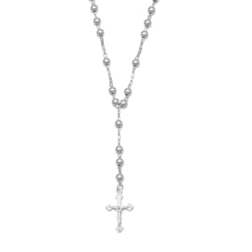 16" Sterling Silver Rosary Necklace