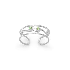 Polished Open Band Crystal Toe Ring