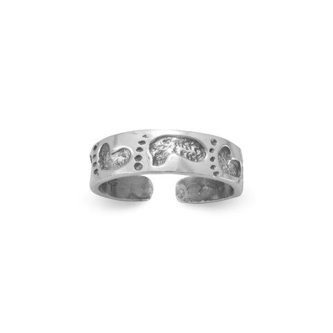 Oxidized Footprints Toe Ring